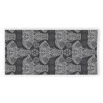 Black And White Boho Elephant Print Beach Towel