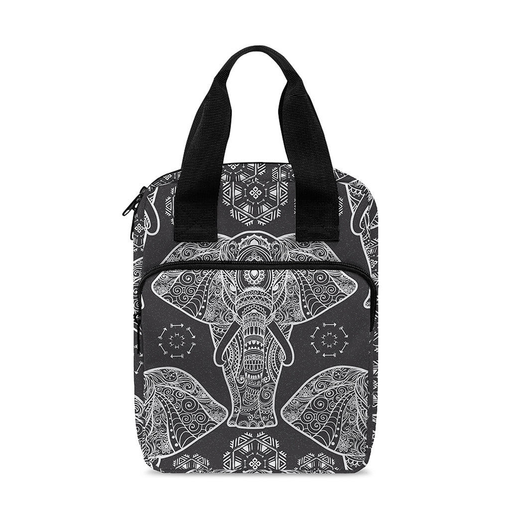 Black And White Boho Elephant Print Bible Tote Bag
