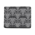 Black And White Boho Elephant Print Bifold Wallet