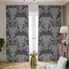 Black And White Boho Elephant Print Blackout Pencil Pleat Curtains