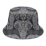 Black And White Boho Elephant Print Bucket Hat