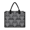 Black And White Boho Elephant Print Canvas Tote Bag