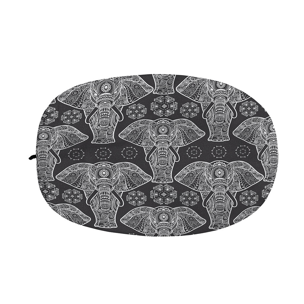 Black And White Boho Elephant Print Car Side Mirror Covers