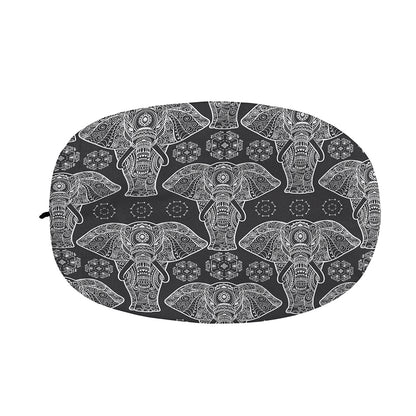 Black And White Boho Elephant Print Car Side Mirror Covers