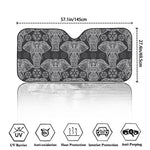 Black And White Boho Elephant Print Car Windshield Sun Shade