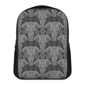 Black And White Boho Elephant Print Casual Backpack