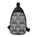 Black And White Boho Elephant Print Chest Bag