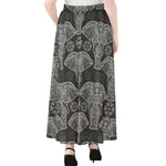 Black And White Boho Elephant Print Chiffon Maxi Skirt