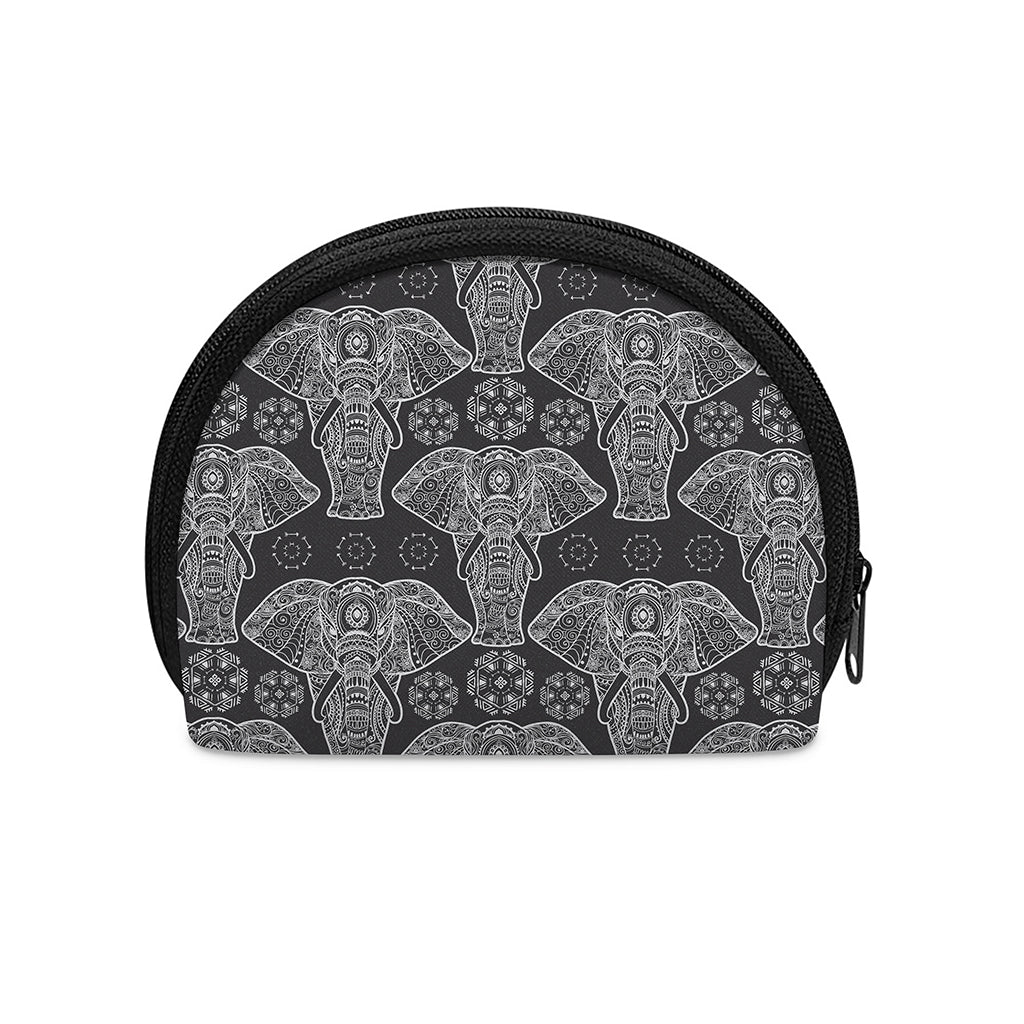 Black And White Boho Elephant Print Coin Purse