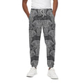 Black And White Boho Elephant Print Cotton Sweatpants