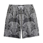 Black And White Boho Elephant Print Cotton Shorts