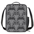 Black And White Boho Elephant Print Crossbody Lunch Bag