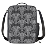 Black And White Boho Elephant Print Crossbody Lunch Bag