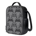 Black And White Boho Elephant Print Crossbody Lunch Bag