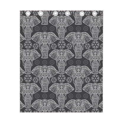 Black And White Boho Elephant Print Curtain
