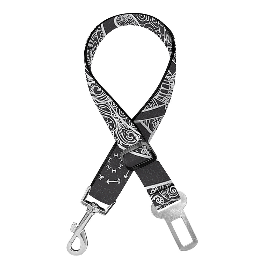 Black And White Boho Elephant Print Dog Seat Belt