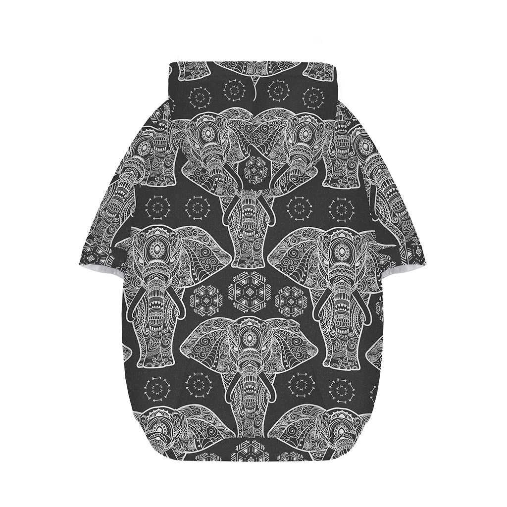 Black And White Boho Elephant Print Dog Zip Up Hoodie