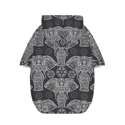 Black And White Boho Elephant Print Dog Zip Up Hoodie