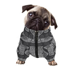 Black And White Boho Elephant Print Dog Zip Up Jacket