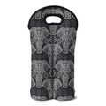 Black And White Boho Elephant Print Double Neoprene Wine Tote