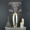 Black And White Boho Elephant Print Drum Lamp Shade