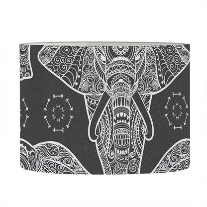 Black And White Boho Elephant Print Drum Lamp Shade