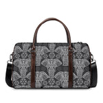 Black And White Boho Elephant Print Duffle Bag