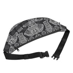 Black And White Boho Elephant Print Fanny Pack