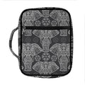 Black And White Boho Elephant Print Front Pocket Bible Bag