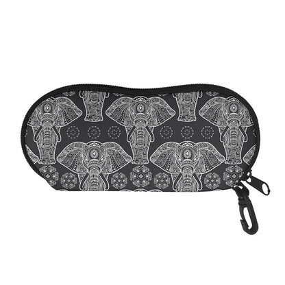 Black And White Boho Elephant Print Glasses Case