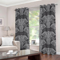 Black And White Boho Elephant Print Grommet Curtains
