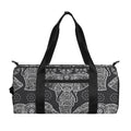 Black And White Boho Elephant Print Gym Bag