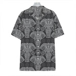 Black And White Boho Elephant Print Hawaiian Shirt