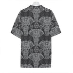 Black And White Boho Elephant Print Hawaiian Shirt