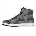 Black And White Boho Elephant Print High Top Leather Sneakers
