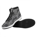 Black And White Boho Elephant Print High Top Leather Sneakers