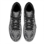 Black And White Boho Elephant Print High Top Leather Sneakers