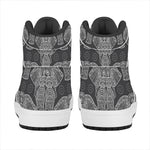 Black And White Boho Elephant Print High Top Leather Sneakers