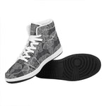 Black And White Boho Elephant Print High Top Leather Sneakers