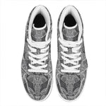 Black And White Boho Elephant Print High Top Leather Sneakers