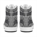 Black And White Boho Elephant Print High Top Leather Sneakers