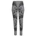Black And White Boho Elephant Print High-Waisted Pocket Leggings