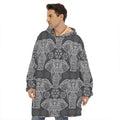 Black And White Boho Elephant Print Hoodie Blanket