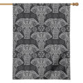 Black And White Boho Elephant Print House Flag