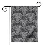 Black And White Boho Elephant Print House Flag
