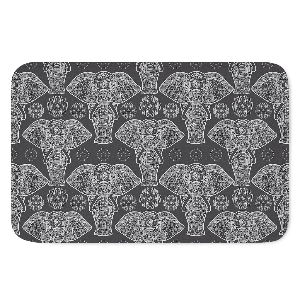 Black And White Boho Elephant Print Indoor Door Mat