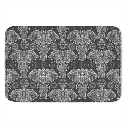 Black And White Boho Elephant Print Indoor Door Mat