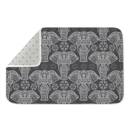 Black And White Boho Elephant Print Indoor Door Mat