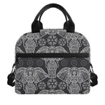 Black And White Boho Elephant Print Insulated Lunch Bag