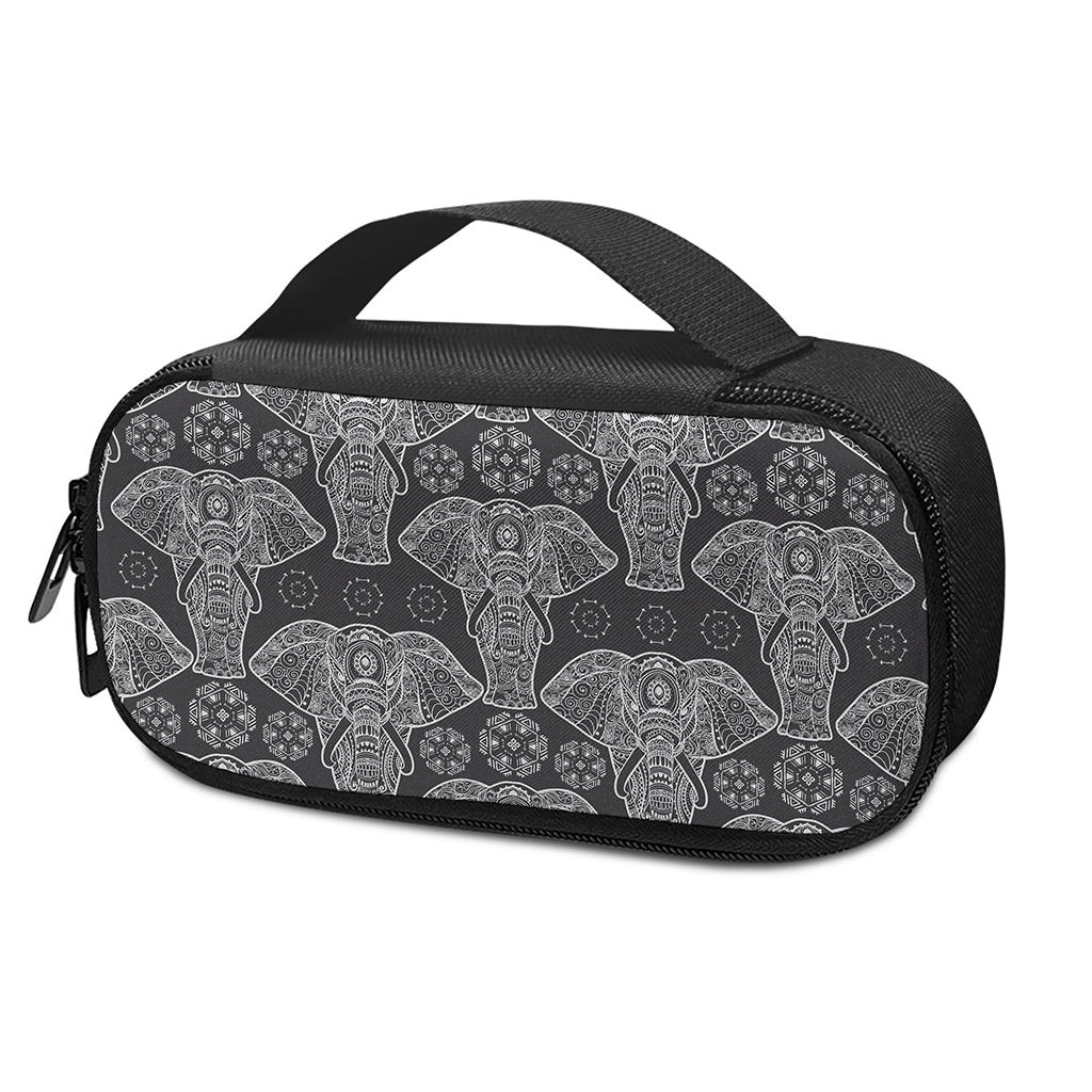 Black And White Boho Elephant Print Insulin Cooler Travel Case